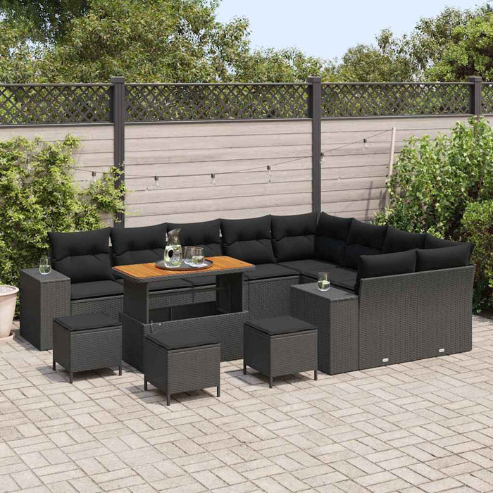 Set de canapele pentru grădină 13 pcs Negru poliratan - WALTI WALTI