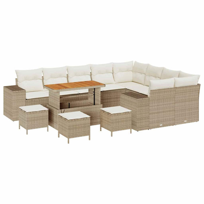 Set de canapele pentru grădină cu pernă 13 pcs Bej poliratan WALTI