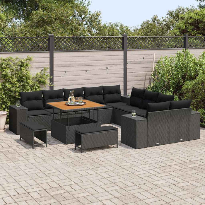 Set de canapele pentru grădină 13 pcs Negru poliratan - WALTI WALTI
