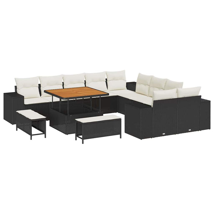Set de canapele pentru grădină 13 pcs Negru poliratan - WALTI WALTI