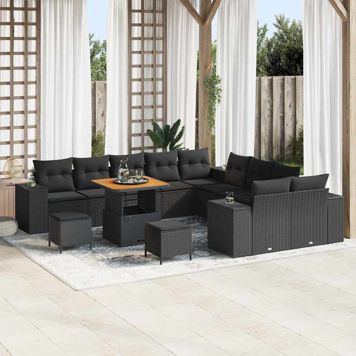 Set de canapele pentru grădină 13 pcs Negru poliratan - WALTI WALTI
