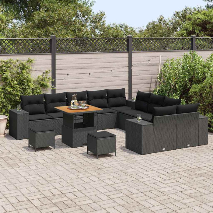 Set de canapele pentru grădină 13 pcs Negru poliratan - WALTI WALTI