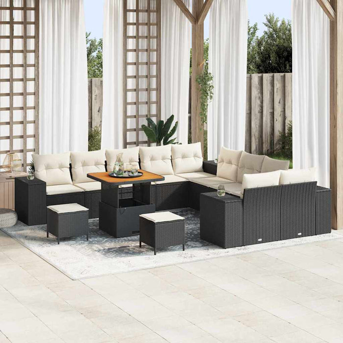 Set de canapele pentru grădină 13 pcs Negru poliratan - WALTI WALTI