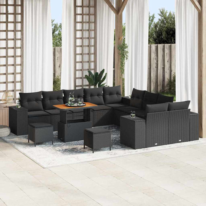 Set de canapele pentru grădină 13 pcs Negru poliratan - WALTI WALTI