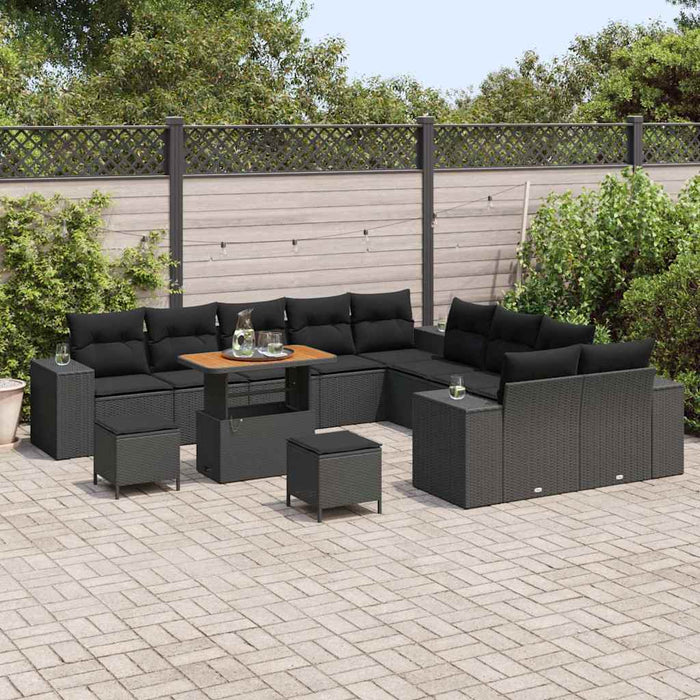 Set de canapele pentru grădină 13 pcs Negru poliratan - WALTI WALTI