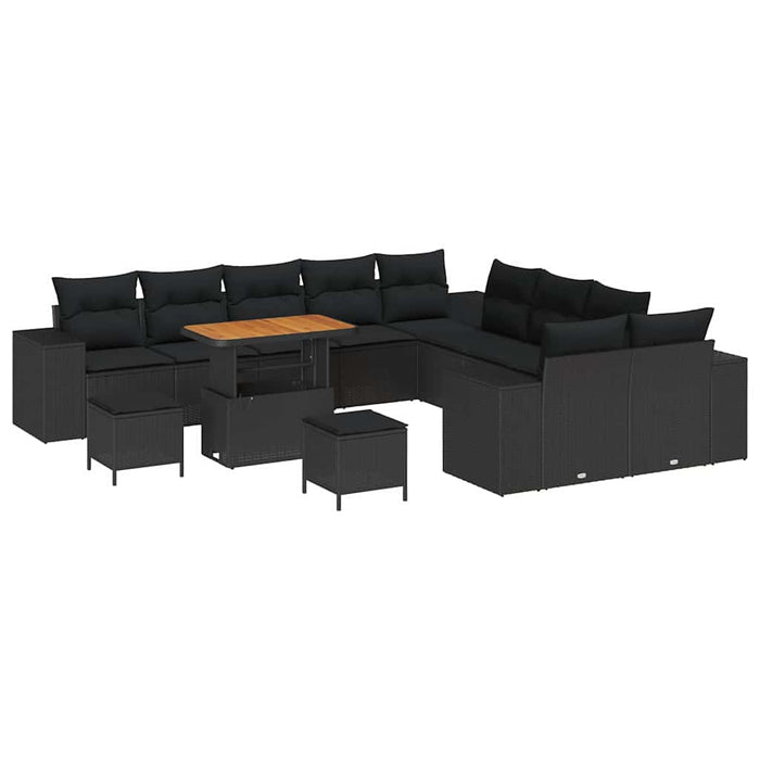 Set de canapele pentru grădină 13 pcs Negru poliratan - WALTI WALTI