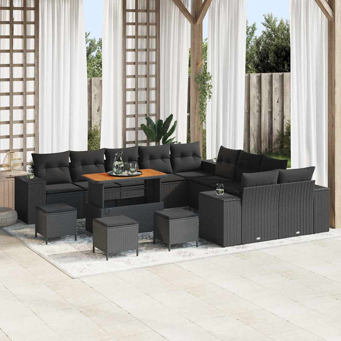 Set de canapele pentru grădină 14 pcs Negru poliratan - WALTI WALTI