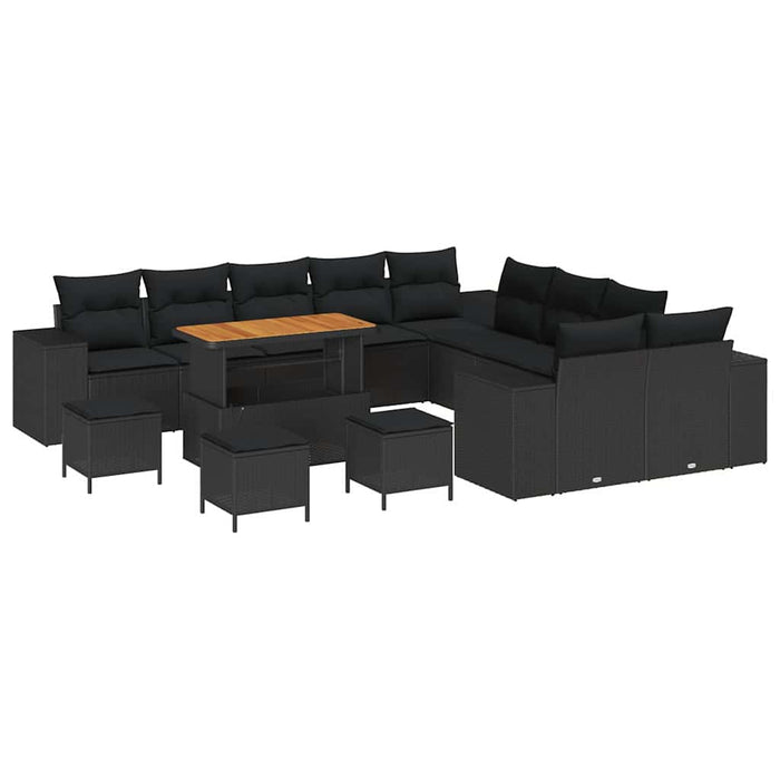 Set de canapele pentru grădină 14 pcs Negru poliratan - WALTI WALTI