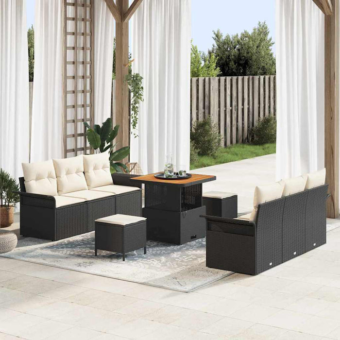 Set de canapele pentru grădină 9 pcs Negru poliratan - WALTI WALTI