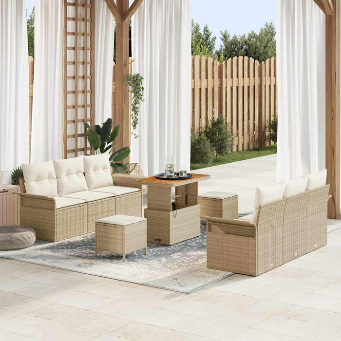 Set de canapele pentru grădină cu pernă 9 pcs Bej poliratan - WALTI WALTI