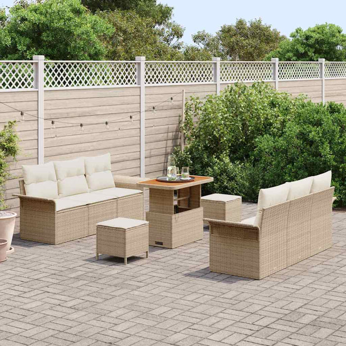 Set de canapele pentru grădină cu pernă 9 pcs Bej poliratan - WALTI WALTI
