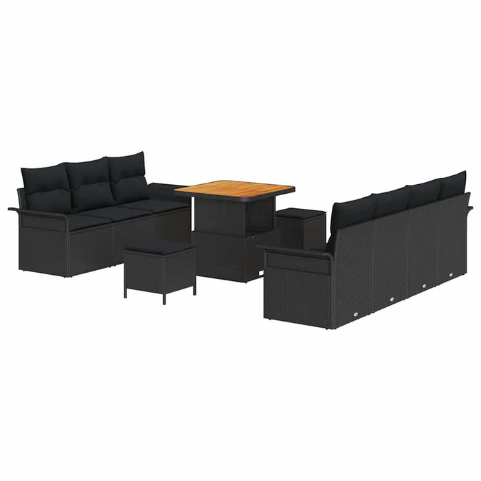 Set de canapele pentru grădină 10 pcs Negru poliratan - WALTI WALTI