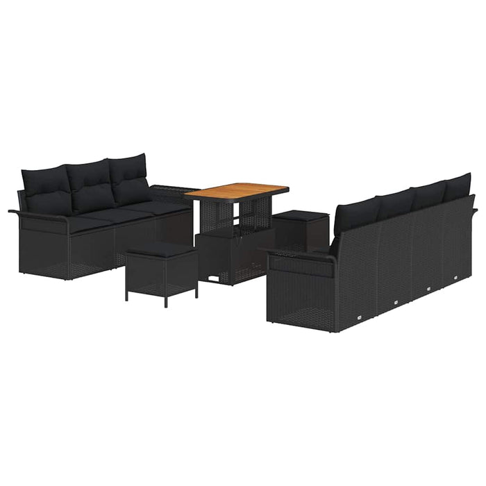 Set de canapele pentru grădină 10 pcs Negru poliratan - WALTI WALTI