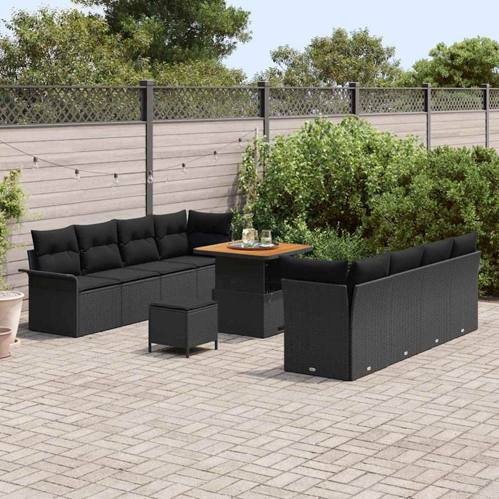 Set de canapele pentru grădină 11 pcs Negru poliratan - WALTI WALTI