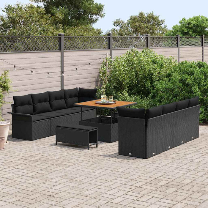 Set de canapele pentru grădină 11 pcs Negru poliratan - WALTI WALTI