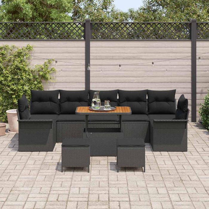 Set de canapele pentru grădină 10 pcs Negru poliratan - WALTI WALTI
