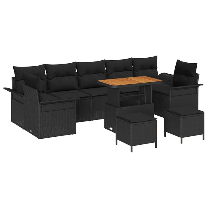 Set de canapele pentru grădină 10 pcs Negru poliratan - WALTI WALTI