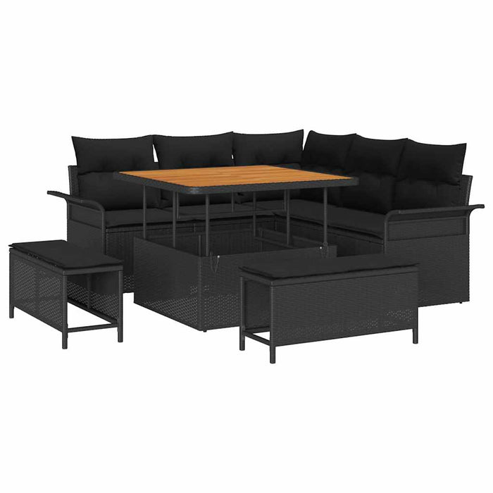 Set de canapele pentru grădină 8 pcs Negru poliratan - WALTI WALTI