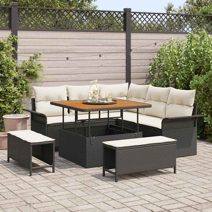 Set de canapele pentru grădină 8 pcs Negru poliratan - WALTI WALTI