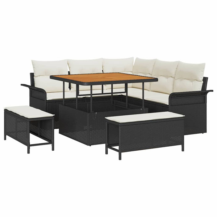 Set de canapele pentru grădină 8 pcs Negru poliratan - WALTI WALTI