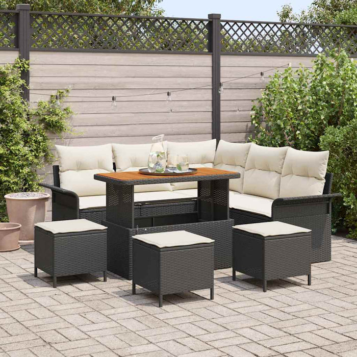 Set de canapele pentru grădină 9 pcs Negru poliratan - WALTI WALTI