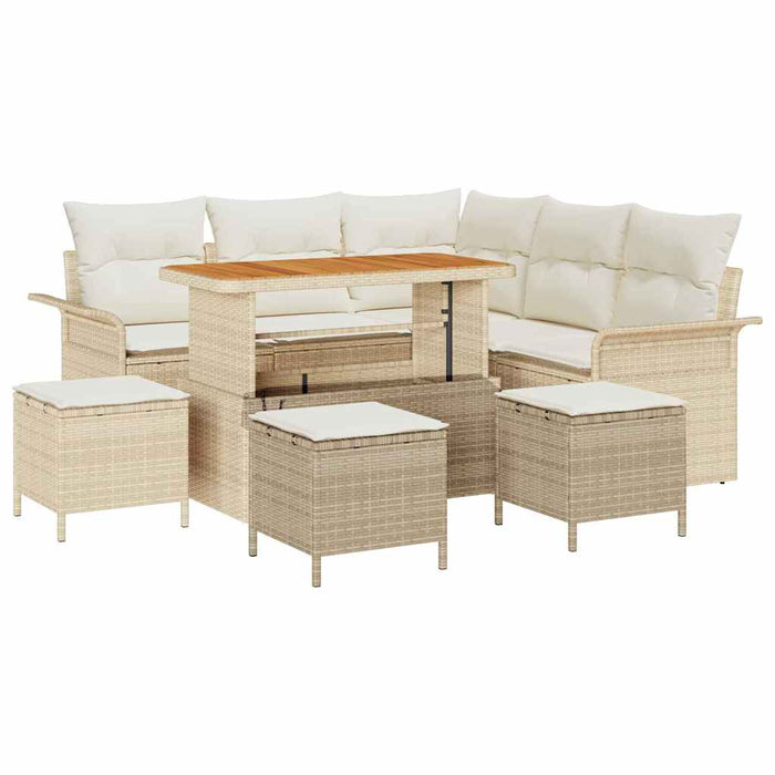 Set de canapele pentru grădină cu pernă 9 pcs Bej poliratan - WALTI WALTI
