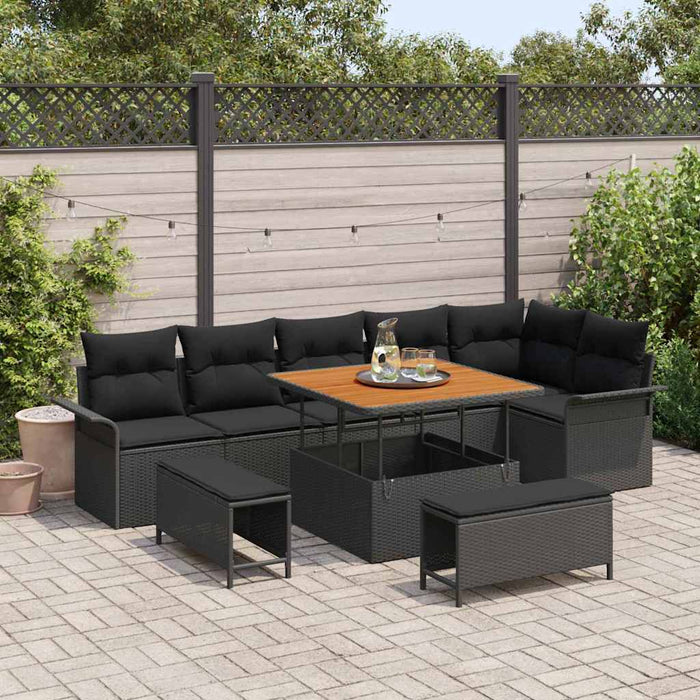 Set de canapele pentru grădină 9 pcs Negru poliratan - WALTI WALTI