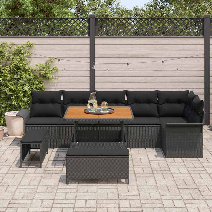 Set de canapele pentru grădină 9 pcs Negru poliratan - WALTI WALTI