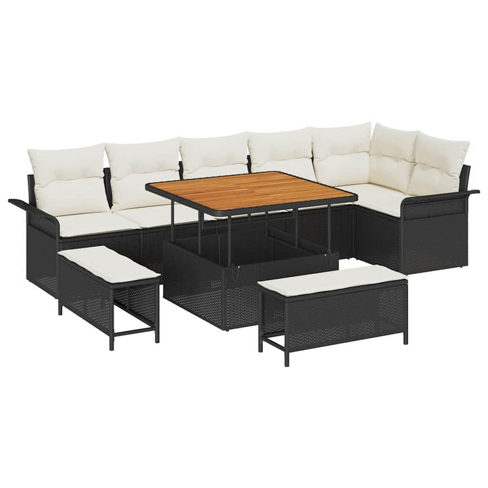 Set de canapele pentru grădină 9 pcs Negru poliratan - WALTI WALTI