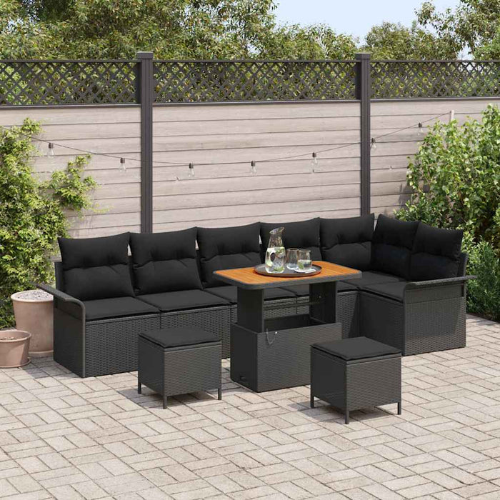Set de canapele pentru grădină 9 pcs Negru poliratan - WALTI WALTI