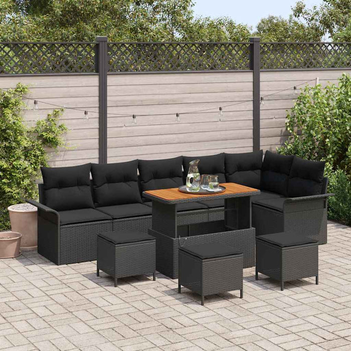 Set de canapele pentru grădină 10 pcs Negru poliratan - WALTI WALTI