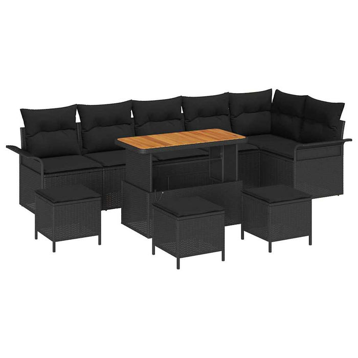 Set de canapele pentru grădină 10 pcs Negru poliratan - WALTI WALTI