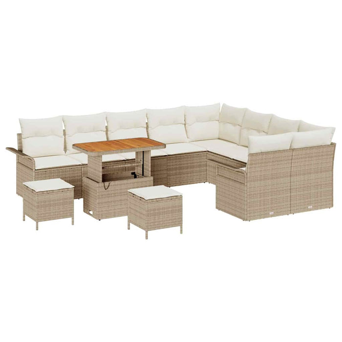 Set de canapele pentru grădină cu pernă 12 pcs Bej poliratan WALTI
