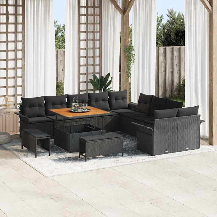 Set de canapele pentru grădină 13 pcs Negru poliratan - WALTI WALTI