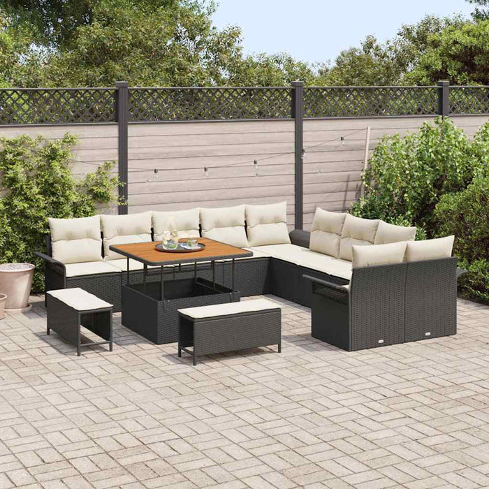 Set de canapele pentru grădină 13 pcs Negru poliratan - WALTI WALTI