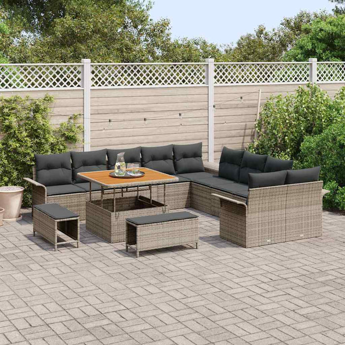 Set de canapele pentru grădină 13 pcs Gri poliratan - WALTI WALTI