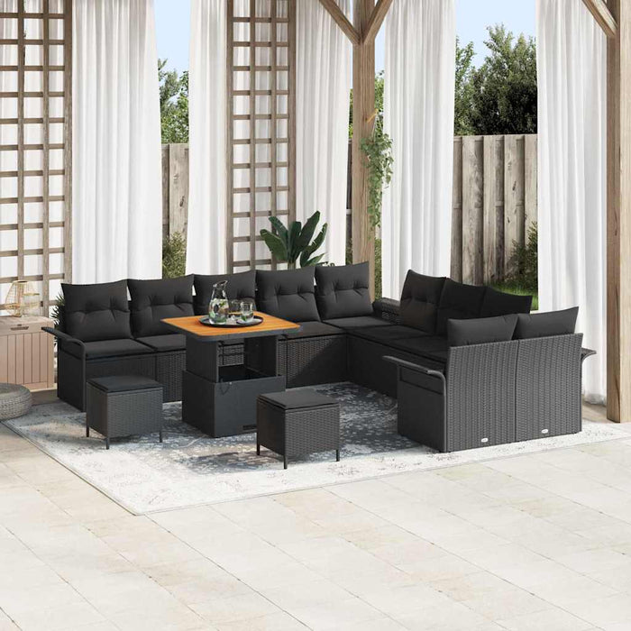 Set de canapele pentru grădină 13 pcs Negru poliratan - WALTI WALTI