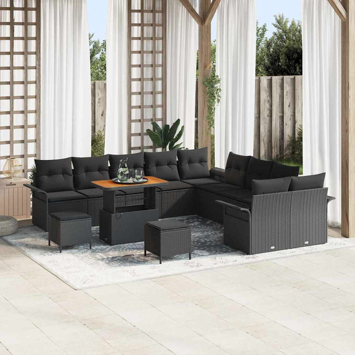 Set de canapele pentru grădină 13 pcs Negru poliratan - WALTI WALTI