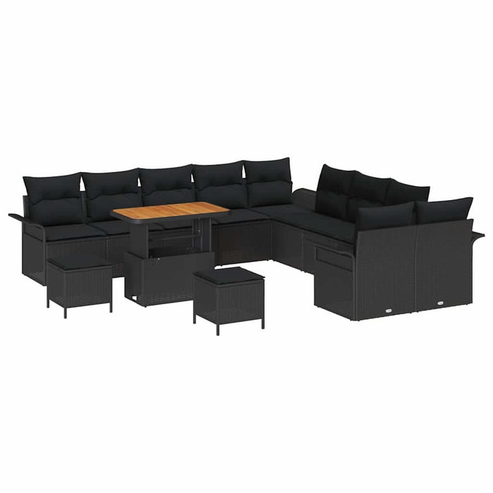 Set de canapele pentru grădină 13 pcs Negru poliratan - WALTI WALTI