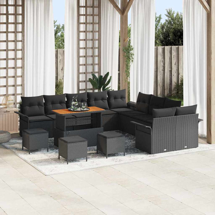 Set de canapele pentru grădină 14 pcs Negru poliratan - WALTI WALTI