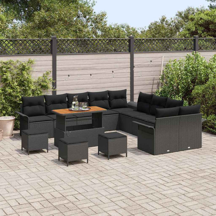 Set de canapele pentru grădină 14 pcs Negru poliratan - WALTI WALTI