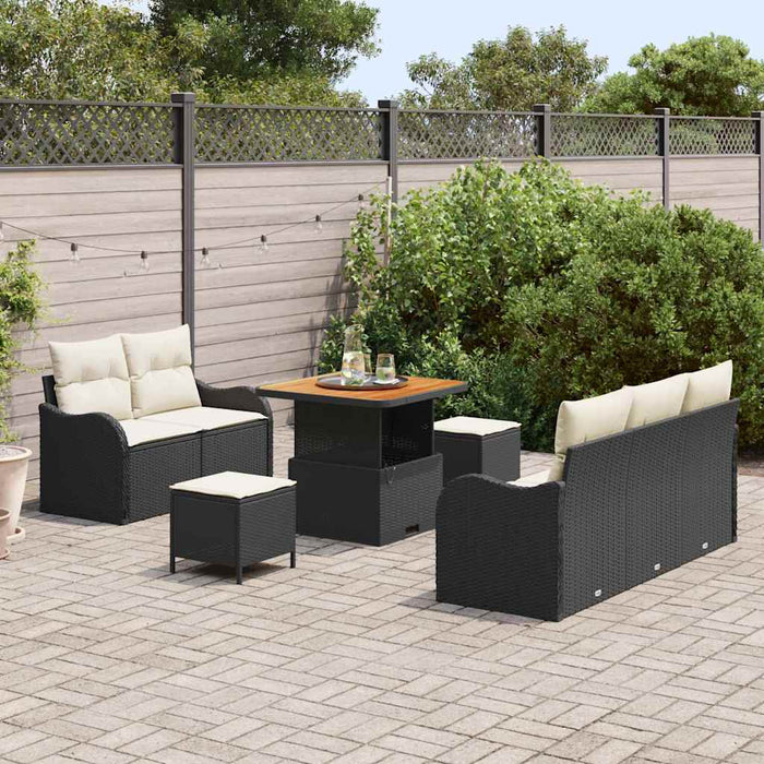 Set de canapele pentru grădină 8 pcs Negru poliratan - WALTI WALTI