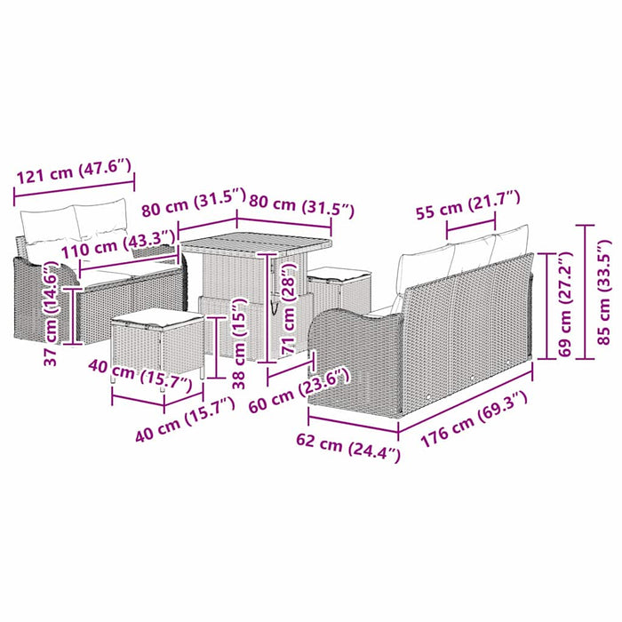 Set de canapele pentru grădină 8 pcs Gri poliratan - WALTI WALTI