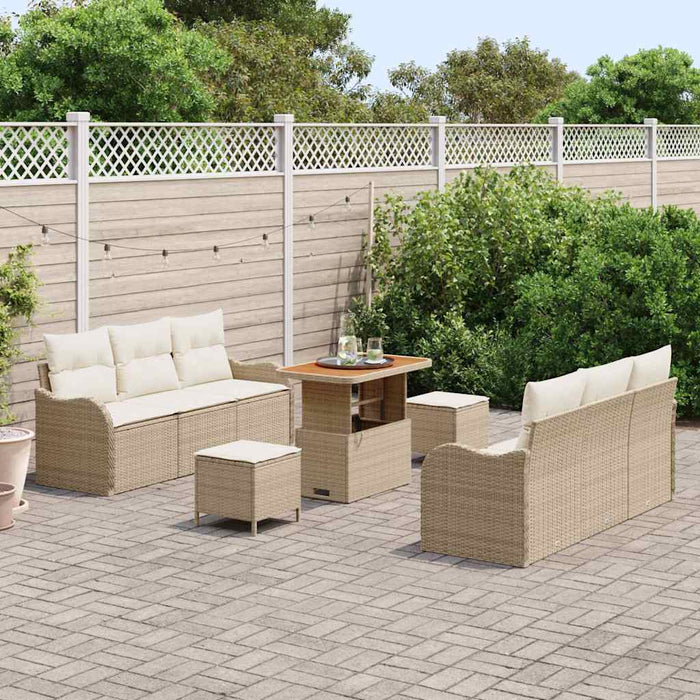 Set de canapele pentru grădină cu pernă 9 pcs Bej poliratan WALTI