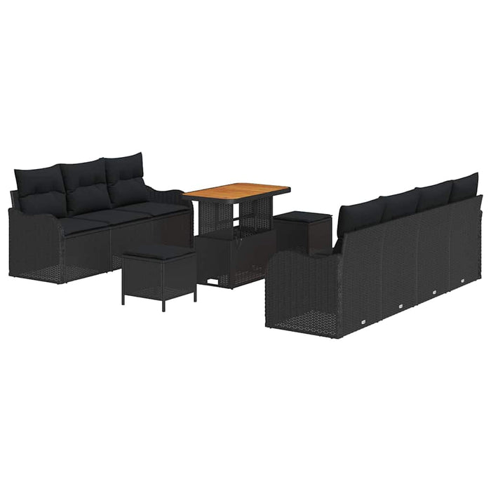 Set de canapele pentru grădină , 10 piese, cu perne, din rattan sintetic negru și acacia. - WALTI WALTI