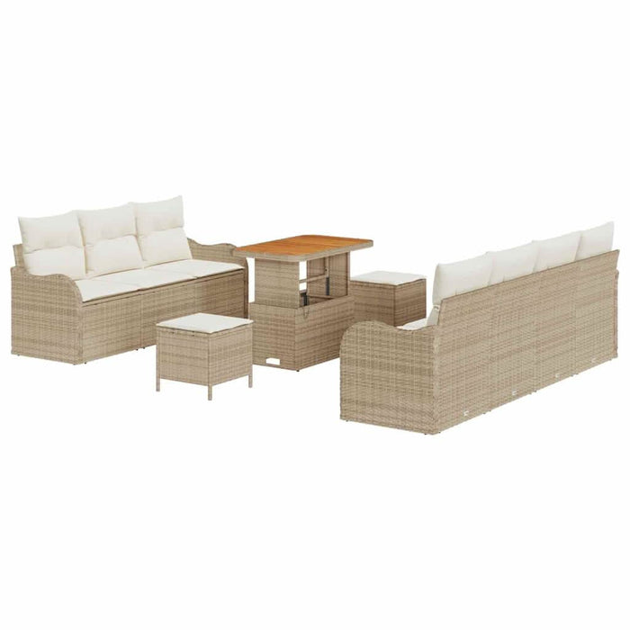 Set de canapele pentru grădină cu pernă 10 pcs Bej poliratan WALTI