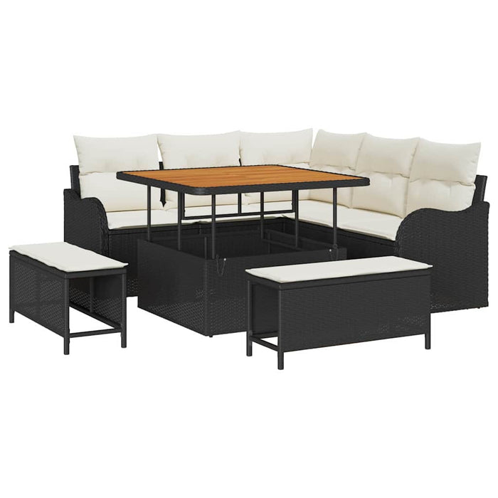 Set de canapele pentru grădină 8 pcs Negru poliratan - WALTI WALTI