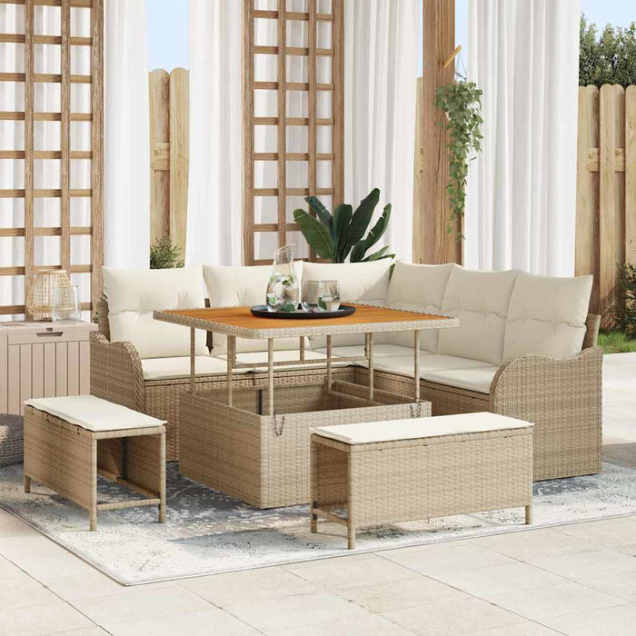 Set de canapele pentru grădină cu pernă 8 pcs Bej poliratan WALTI