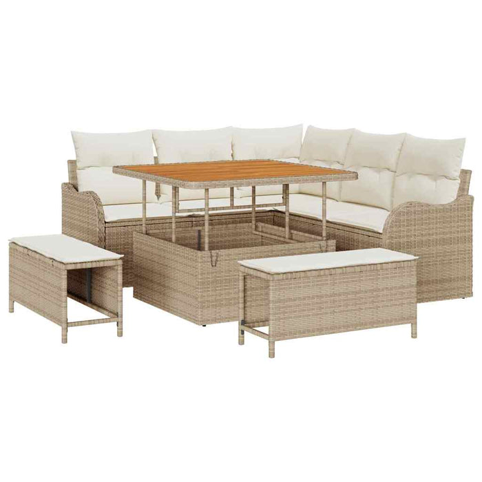 Set de canapele pentru grădină cu pernă 8 pcs Bej poliratan WALTI