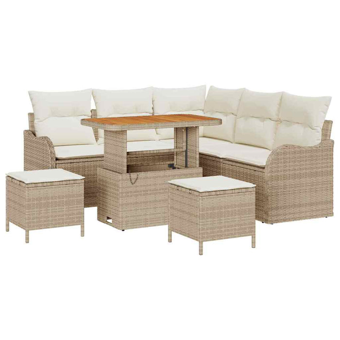 Set de canapele pentru grădină cu pernă 8 pcs Bej poliratan WALTI